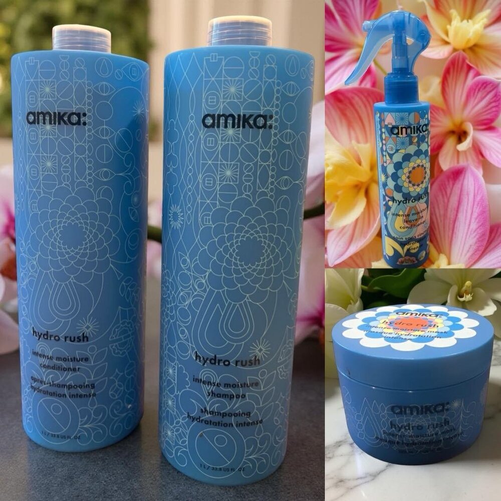 Amika Hydro Rush Moisture Shampoo Conditioner Liter Leave In Conditioner Mask